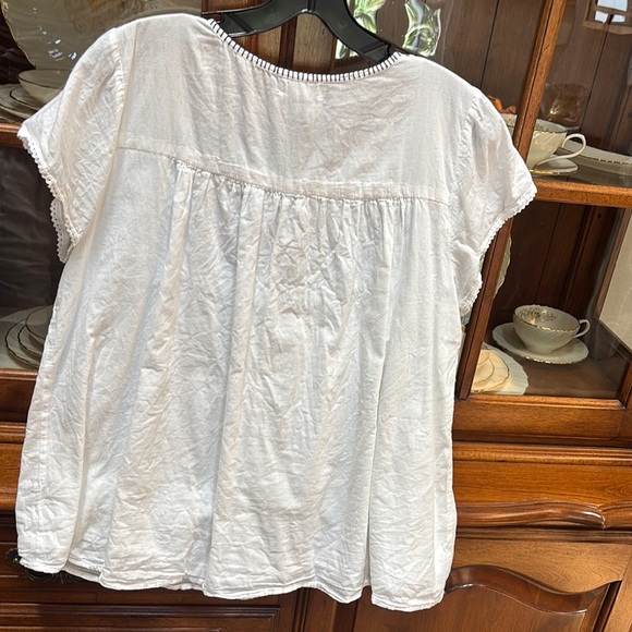 THML Embroidered White cotton Top with navy Accents - Picture 6 of 8